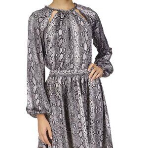 Michael Kors Womens Snakeskin Printed Chain Neck Cocktail Dress M